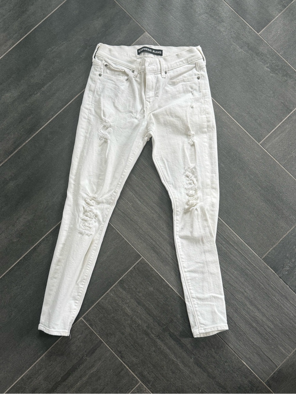Express Women’s Skinny Jeans - White Distressed